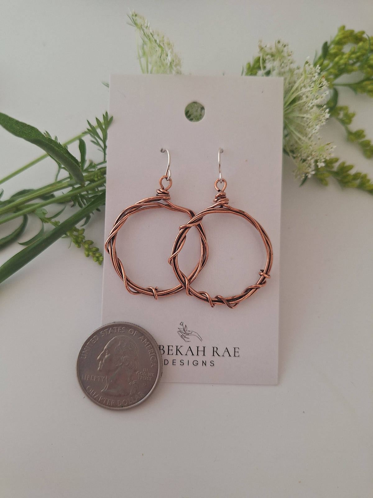 Hammered Hoop Earrings Copper