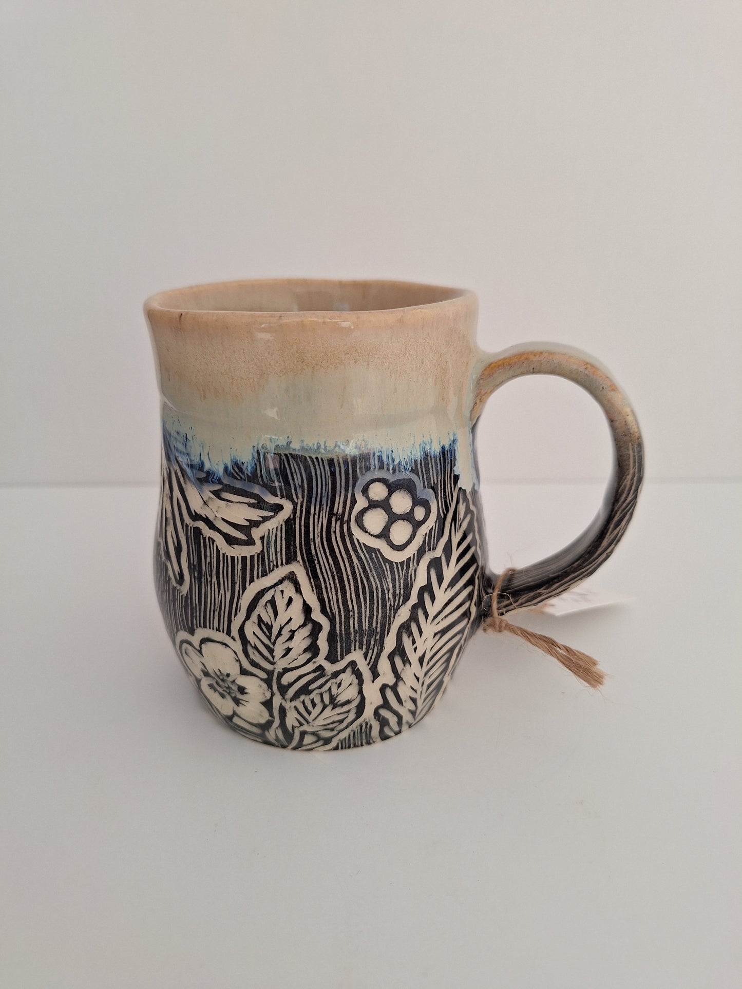 Hand-carved Flora Mug