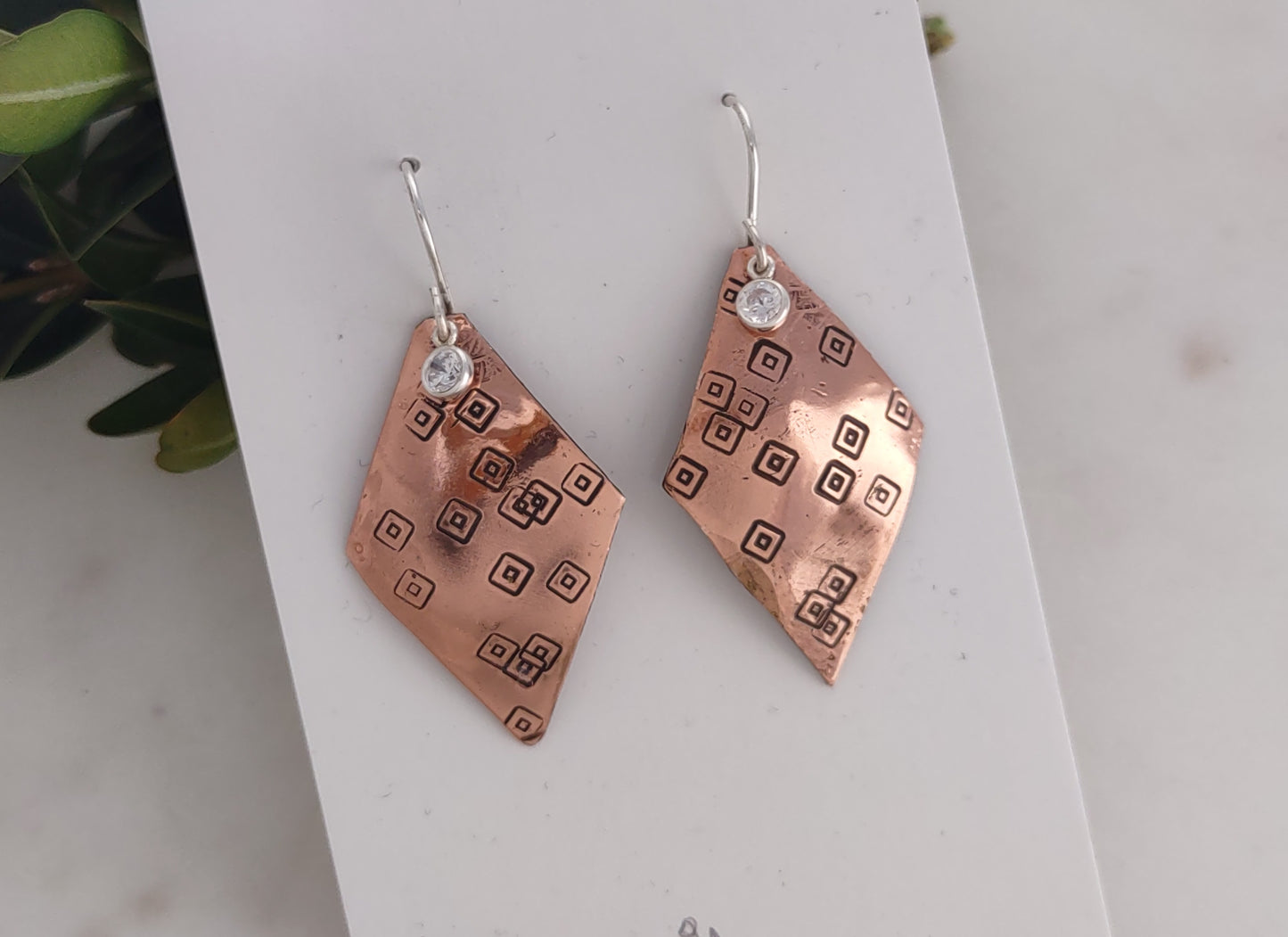 Textured copper earrings