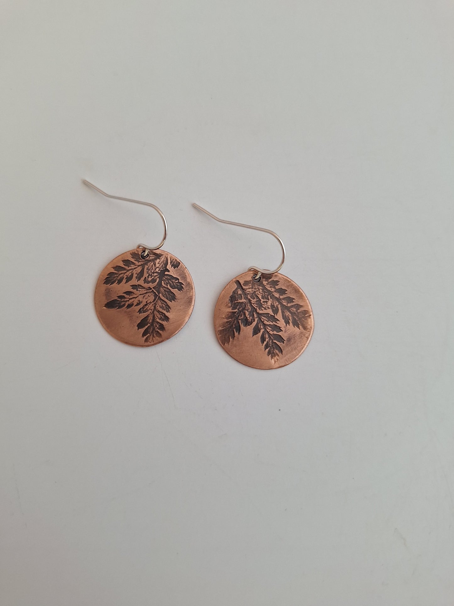 Pressed Fern Copper Earrings — Botanical Imprint (One of a Kind)