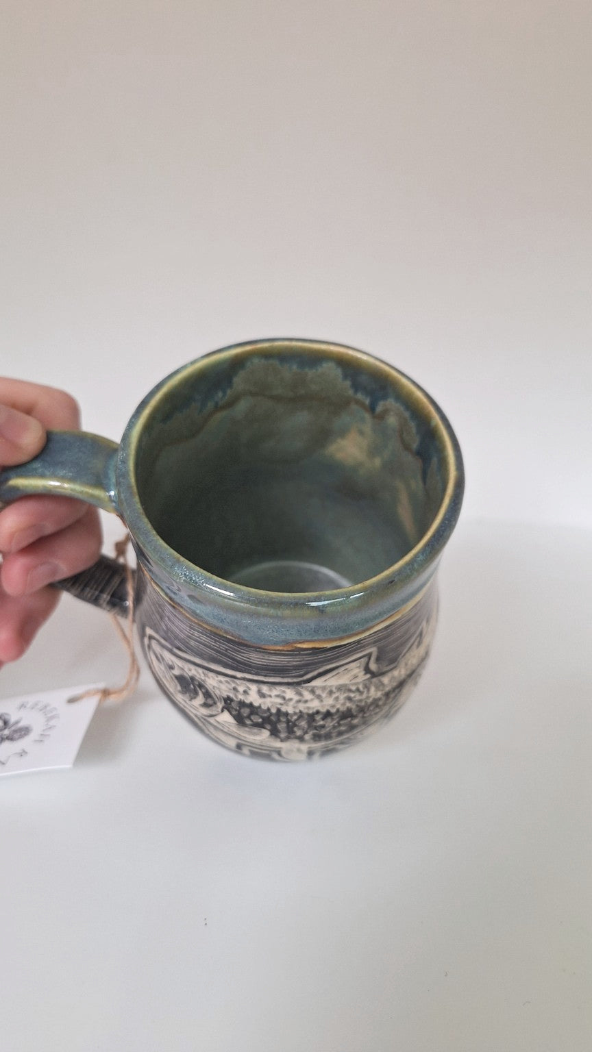 Trout Mug - Hand carved / sgraffito