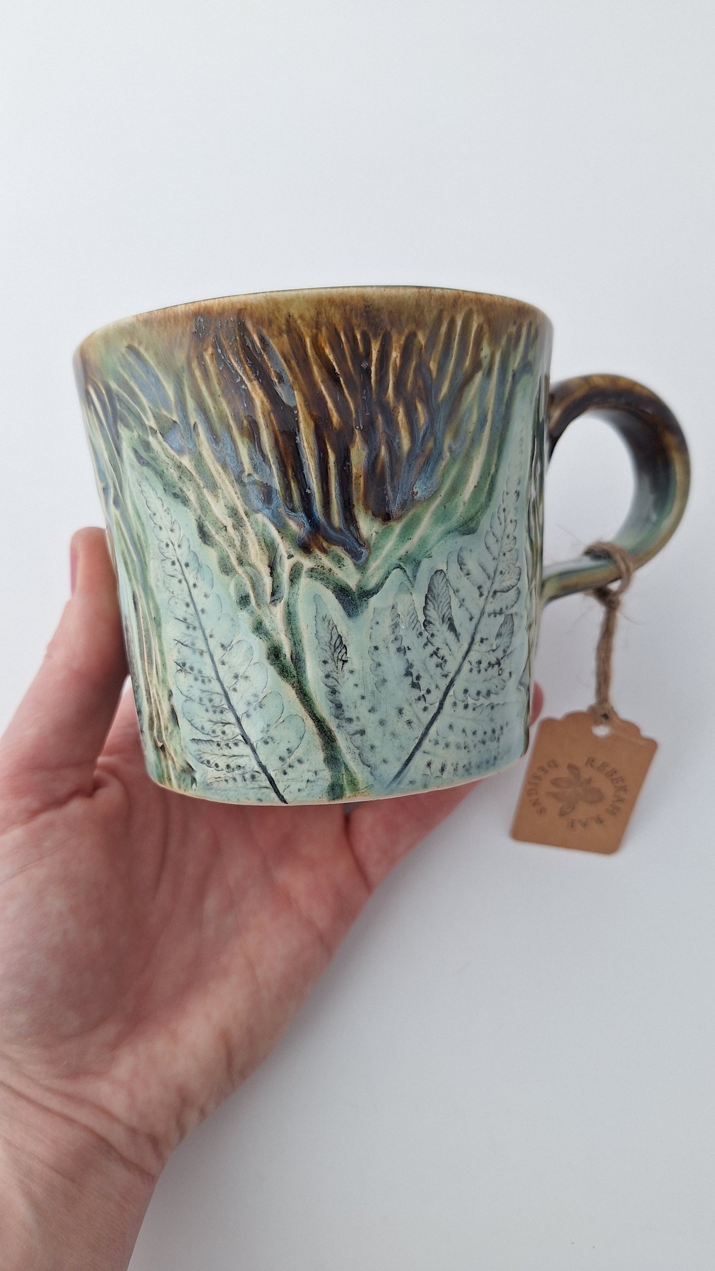 Hand-carved Fern Mug