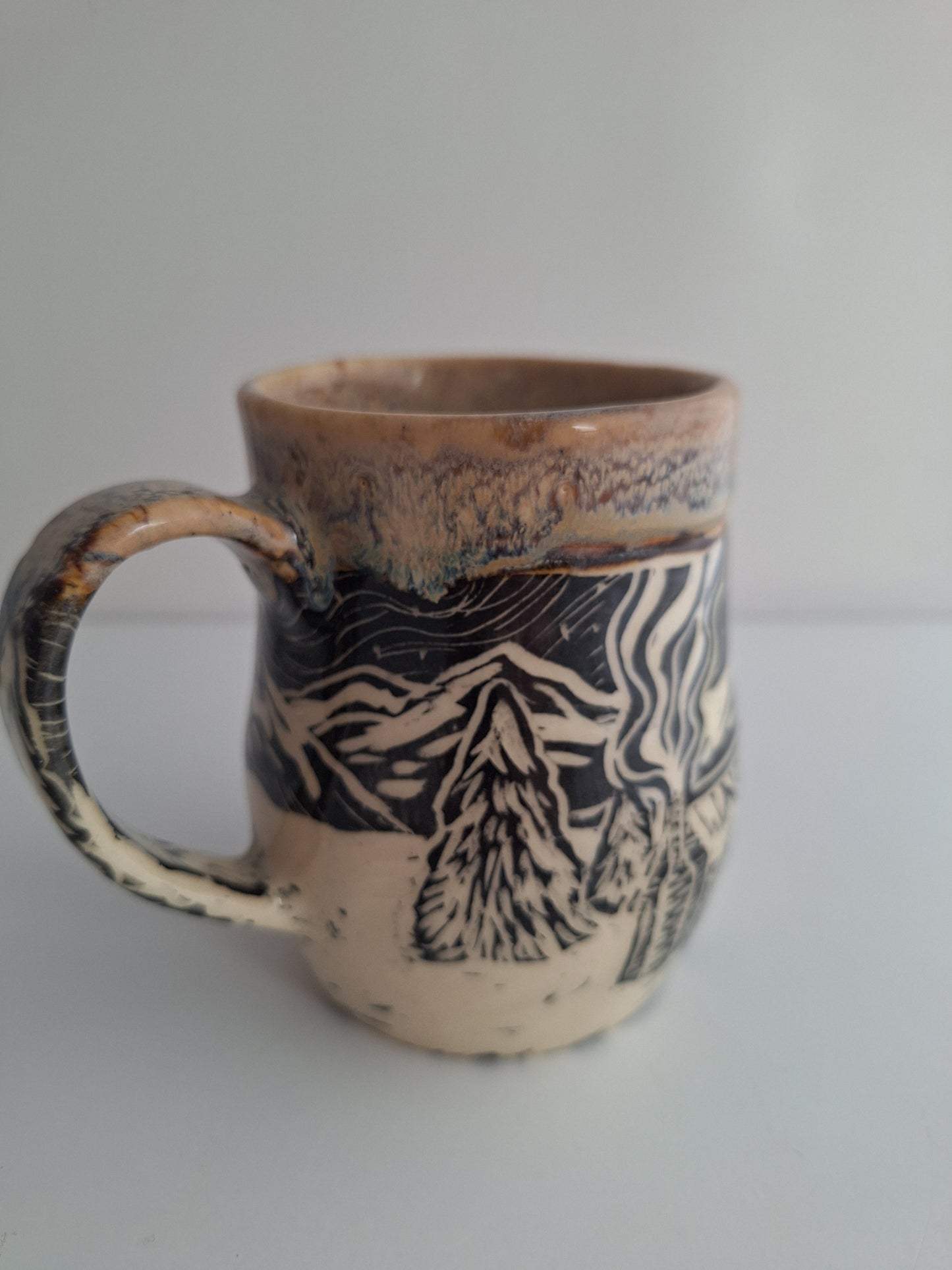 Hand-carved Cozy Cabin Mug