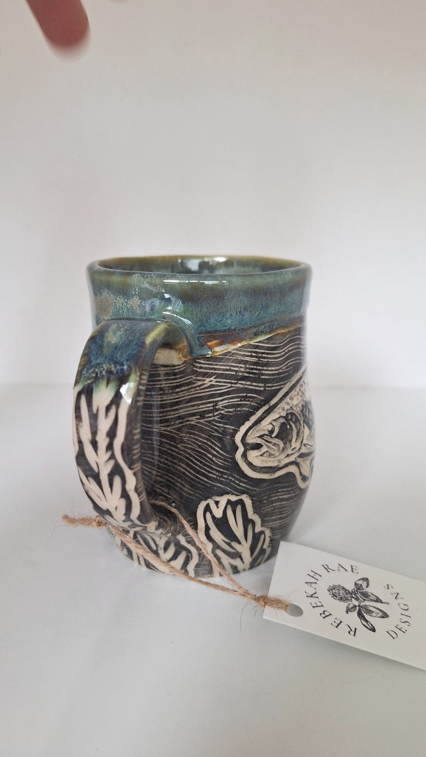Trout Mug - Hand carved / sgraffito
