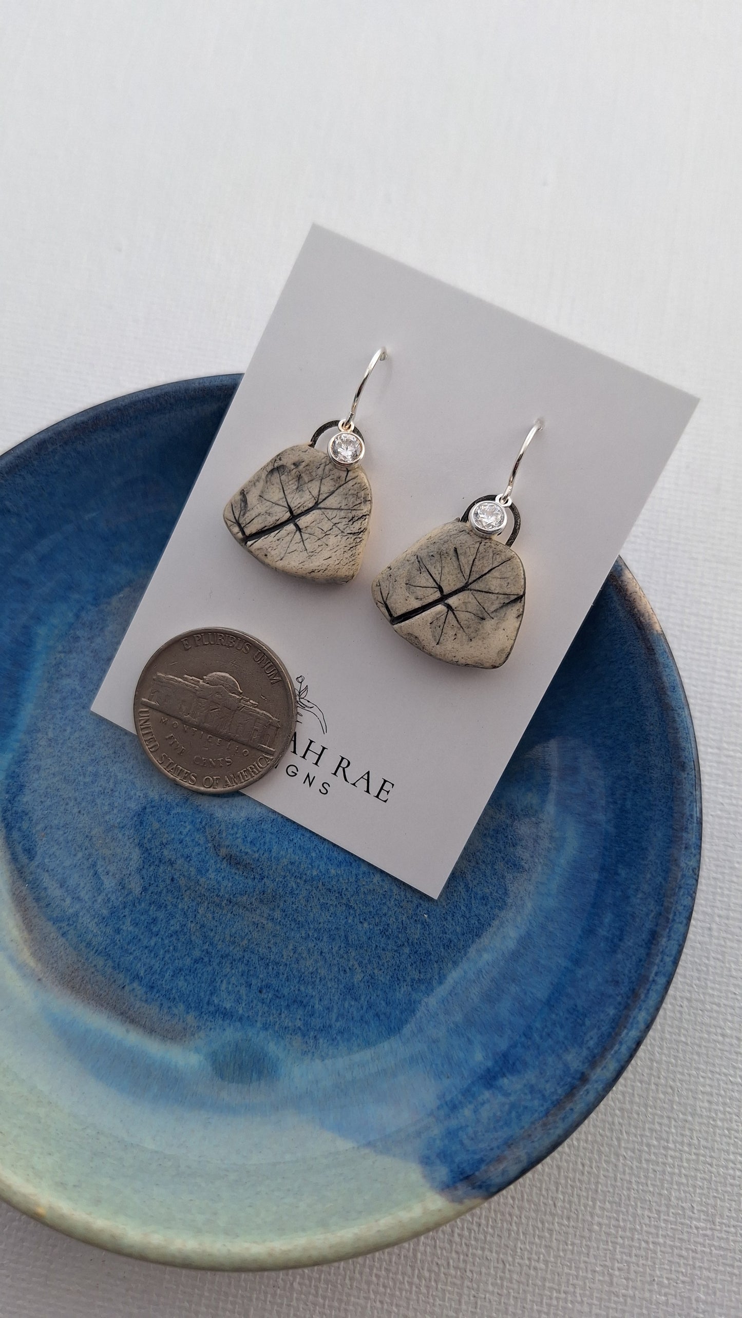Botanical Stoneware Earrings – Sterling Silver Ear Wires – One of a Kind