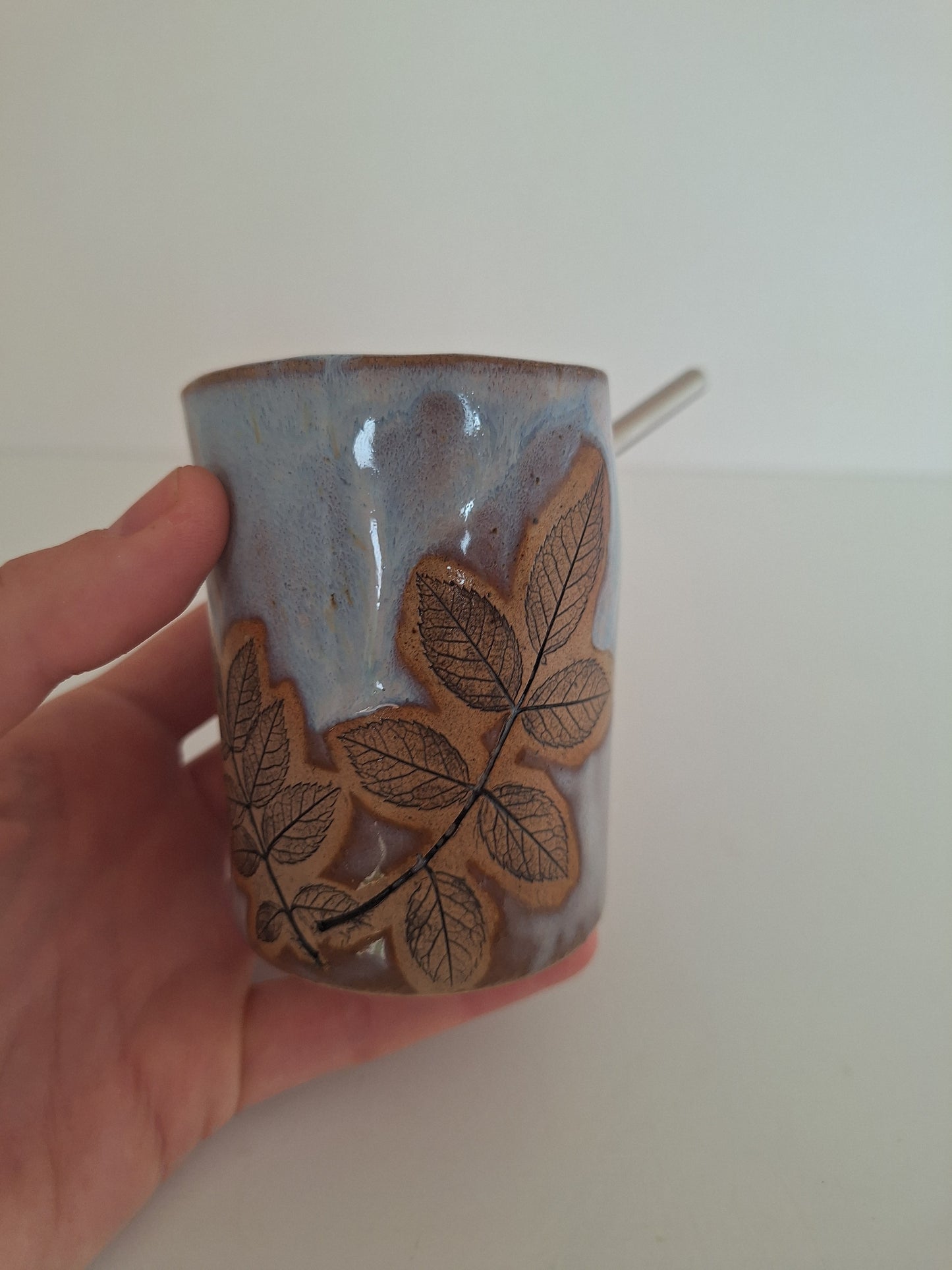 Cocktail Sipper - Botanical Imprint, multiflora rose - straw included