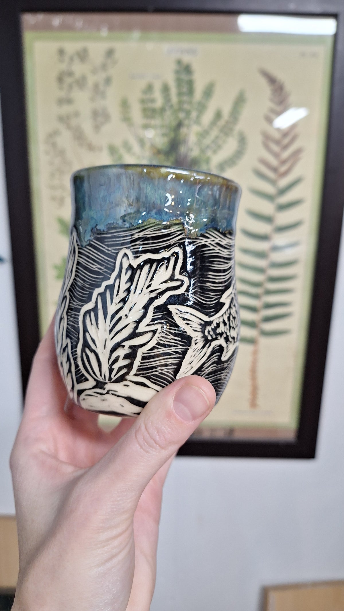 *RESERVED FOR JW* - Carp Mug - Hand carved / sgraffito