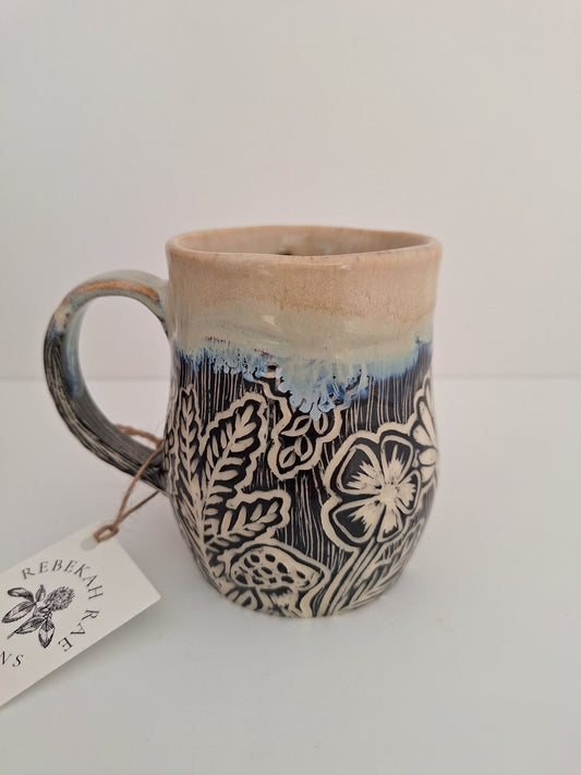 Hand-carved Flora Mug