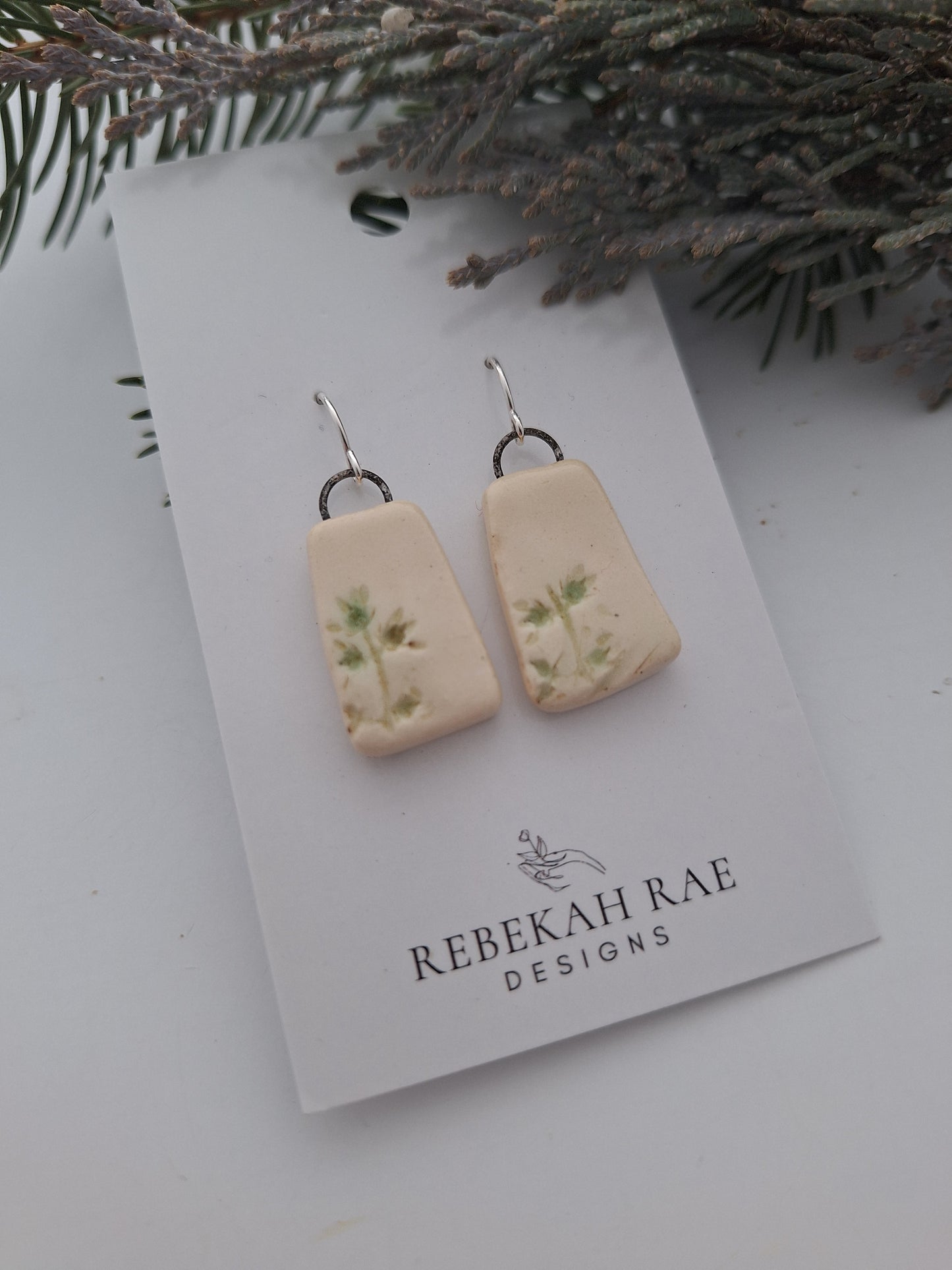 Flora Ceramic Earrings - Sterling