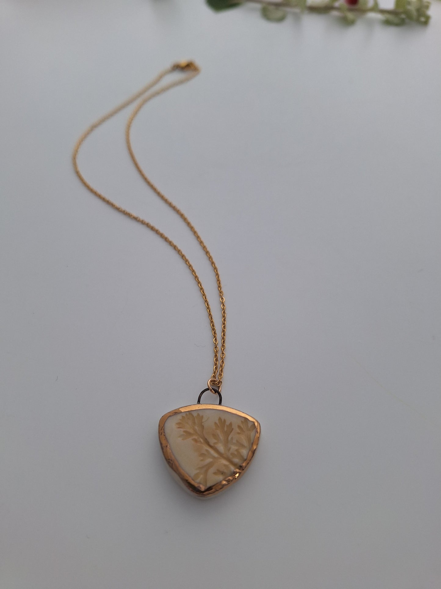 Golden Yarrow Ceramic Necklace