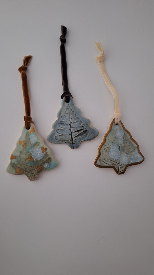 Fern Tree Ornaments - Blue/teal