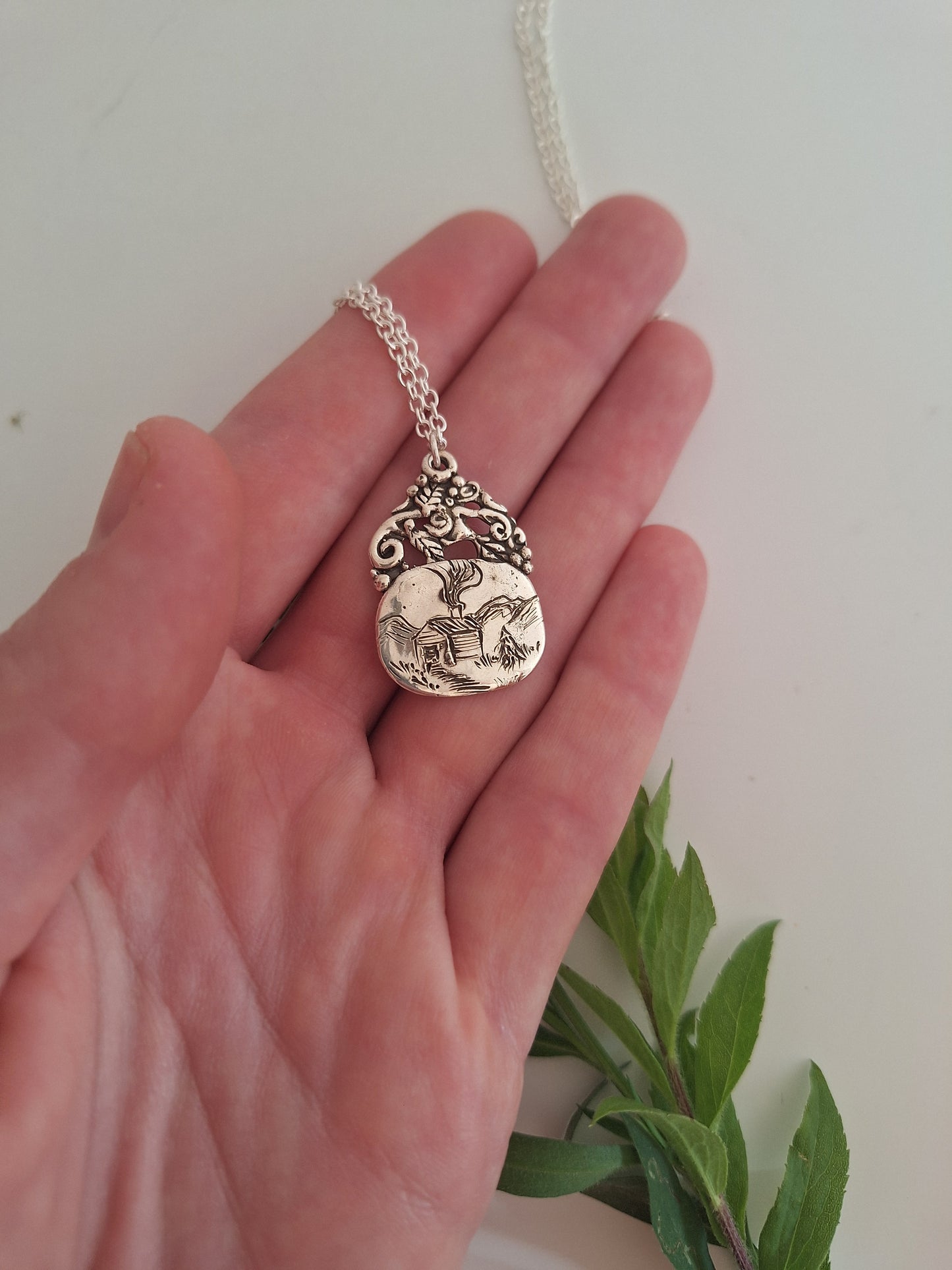 Quiet Cabin Necklace, Handcarved Design
