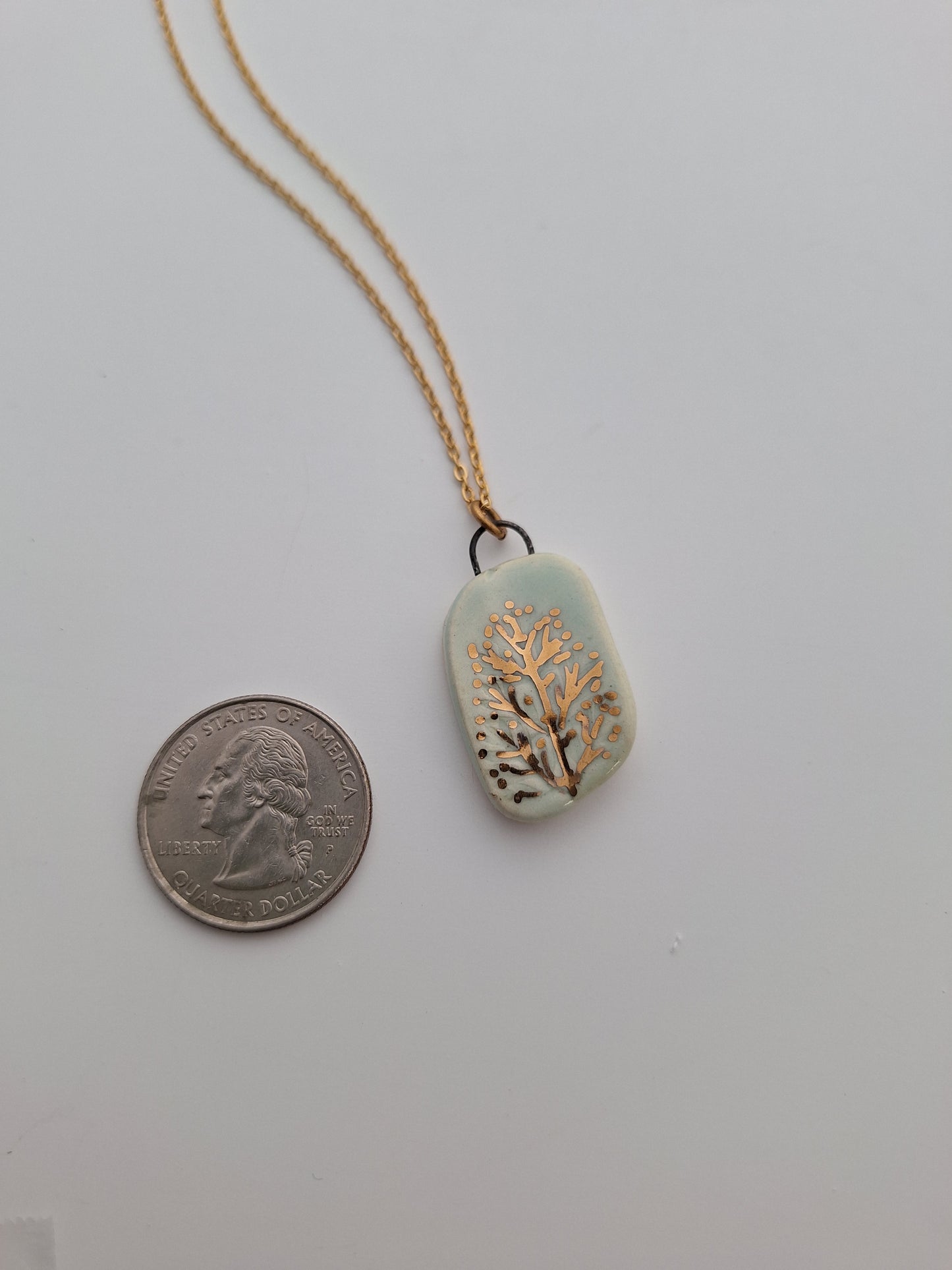 Golden Fern Ceramic Necklace