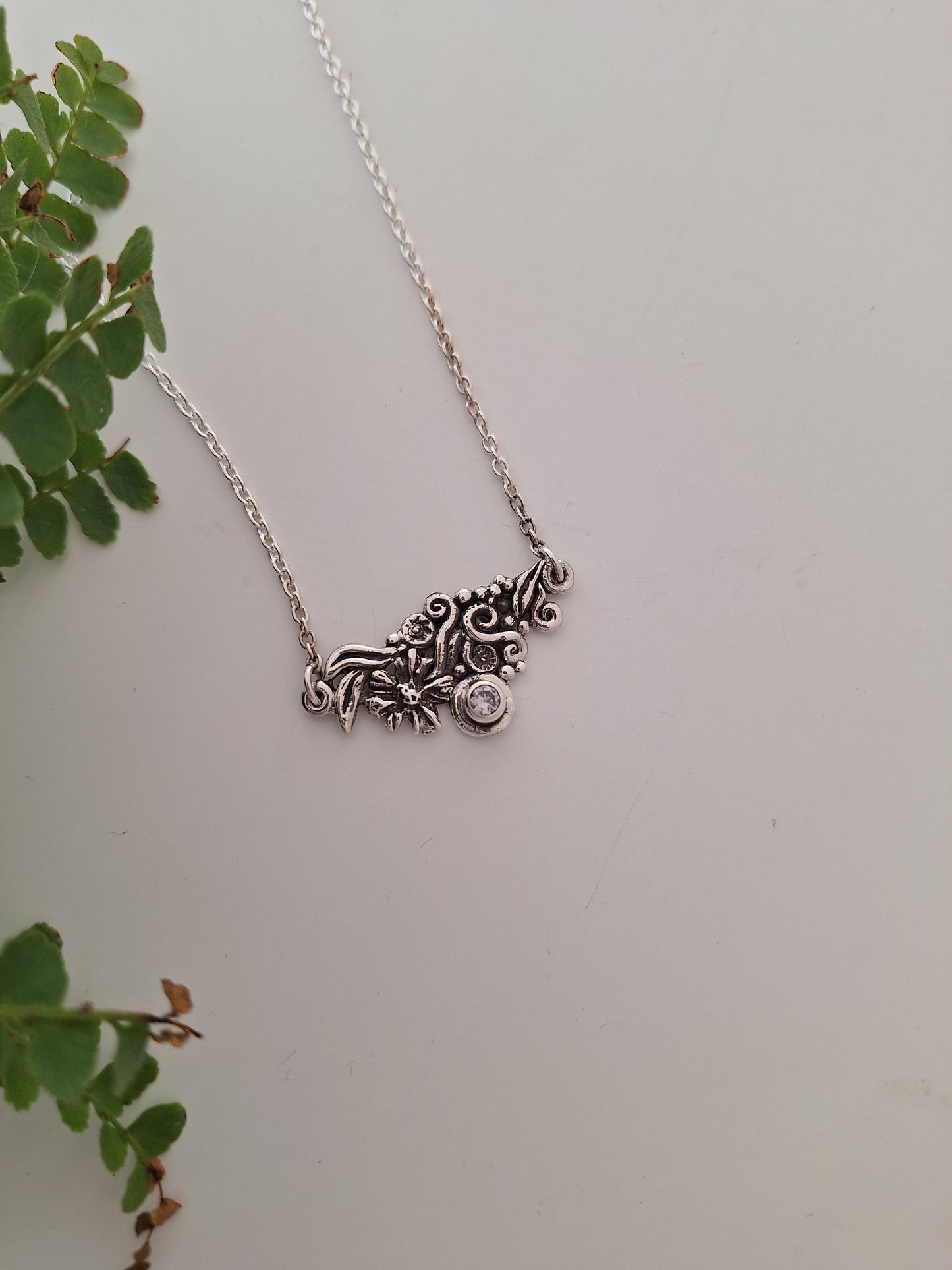 Sterling Silver Cosmo Necklace — One of a Kind Botanical Pendant