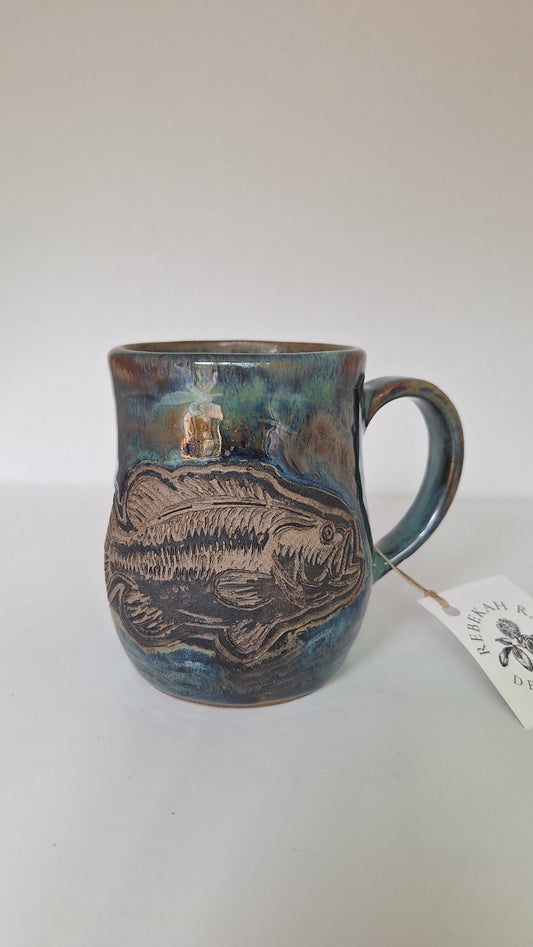 Bass Mug - Hand carved / sgraffito