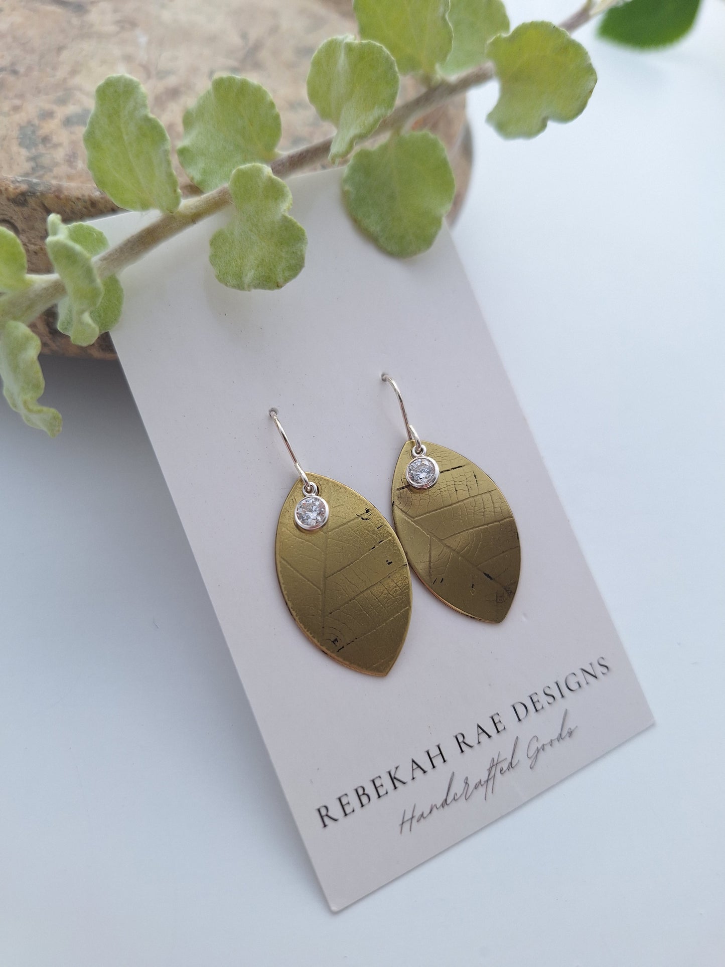 Pressed Leaf Earrings with gems