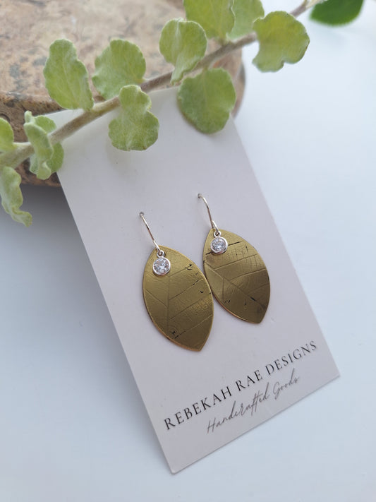 Pressed Leaf Earrings with gems