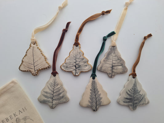 Fern Tree Ornaments - White