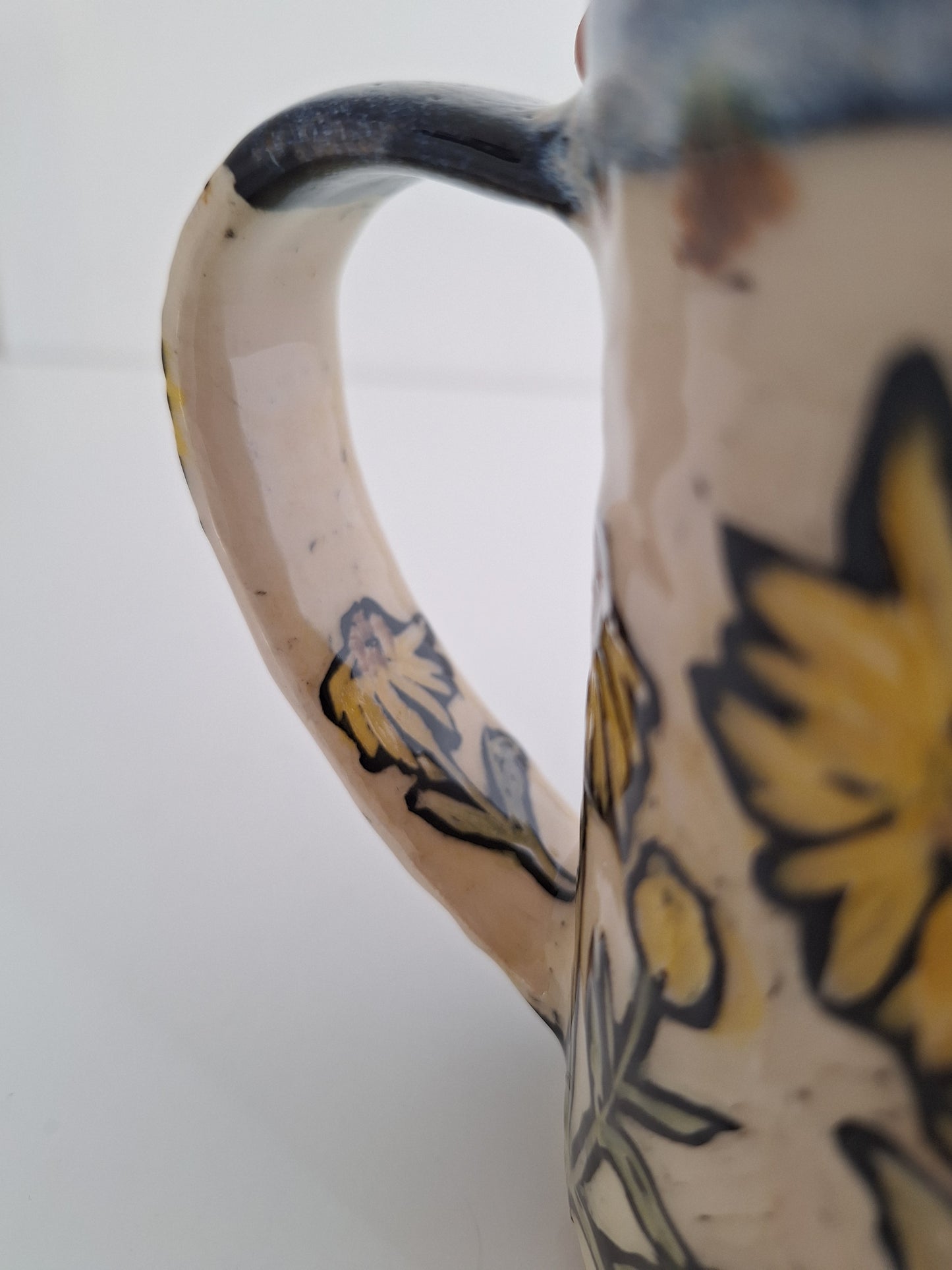 Hand Carved Botanical Stoneware Mug – Brown Eyed Susan Floral - One of a Kind Sgraffito Mug