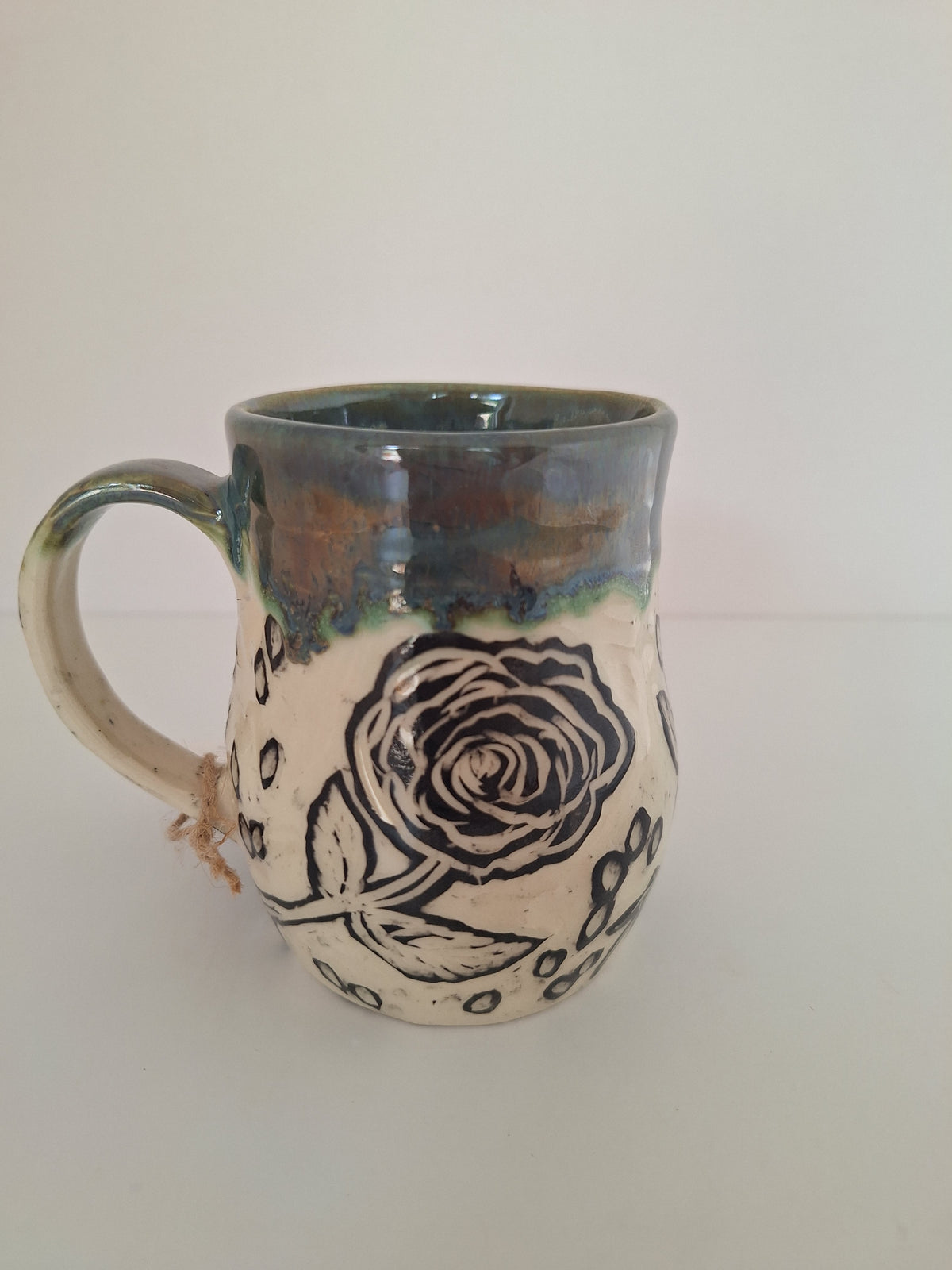 Scatter Joy Mug - Hand Carved Botanical Stoneware - Sgraffito