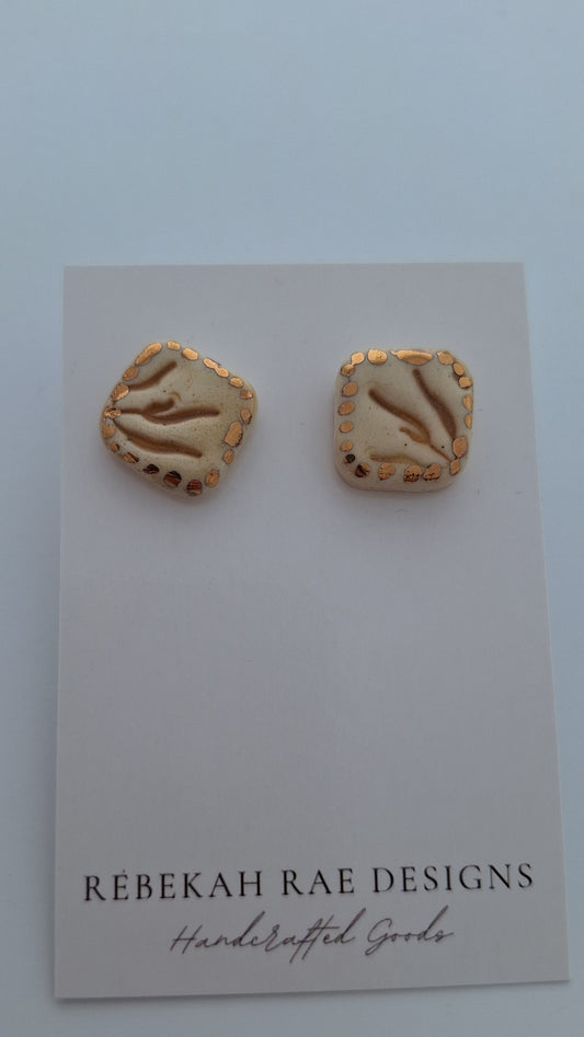 Porcelain Earrings - Gold - posts