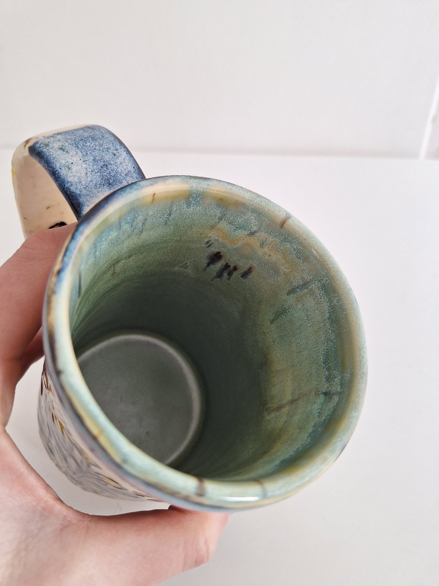 Hand Carved Botanical Stoneware Mug – Brown Eyed Susan Floral - One of a Kind Sgraffito Mug