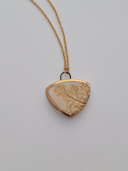 Golden Yarrow Ceramic Necklace