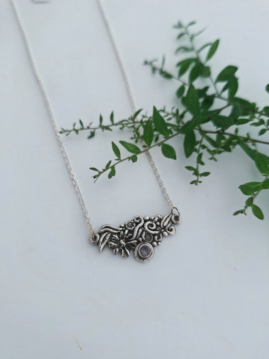 Zinnia Necklace, purple