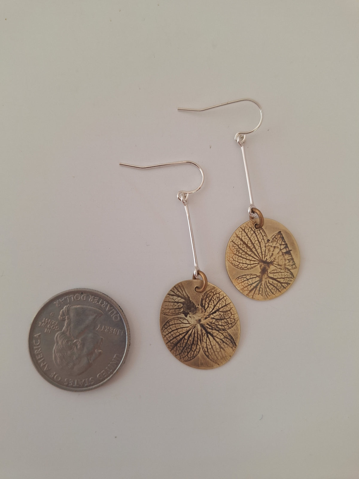 Pressed Hydrangea Brass Earrings — Botanical Imprint
