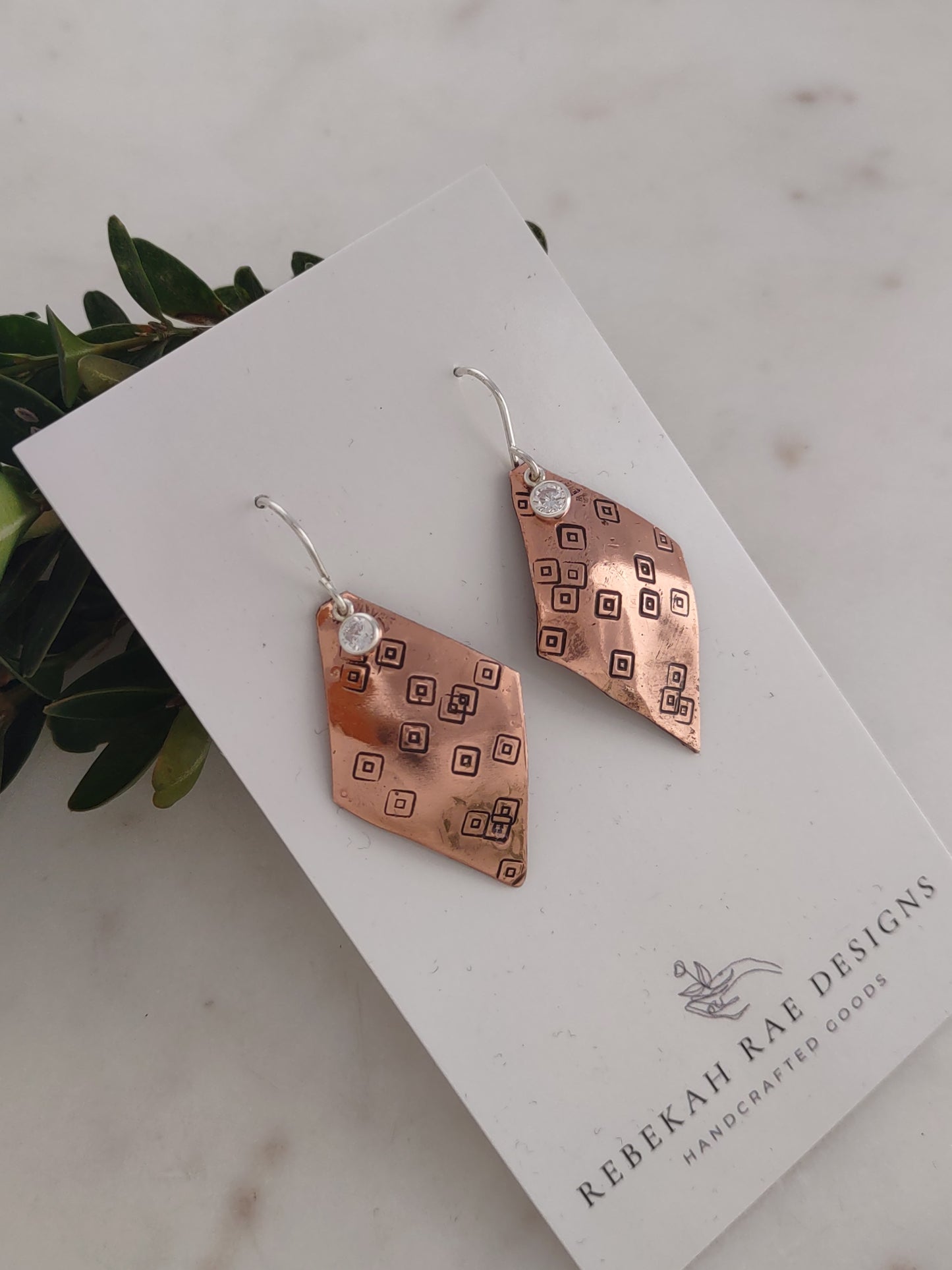 Textured copper earrings