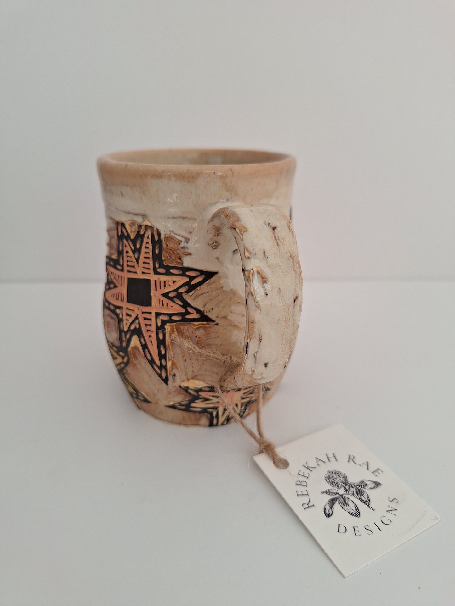 Hand-carved Sawtooth Star Mug