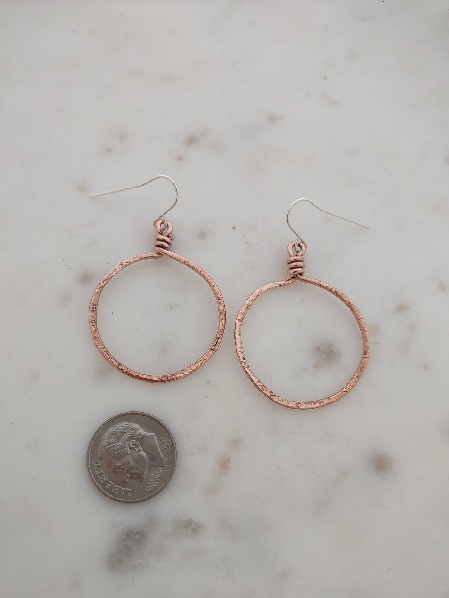 Hammered Hoop Earrings Copper