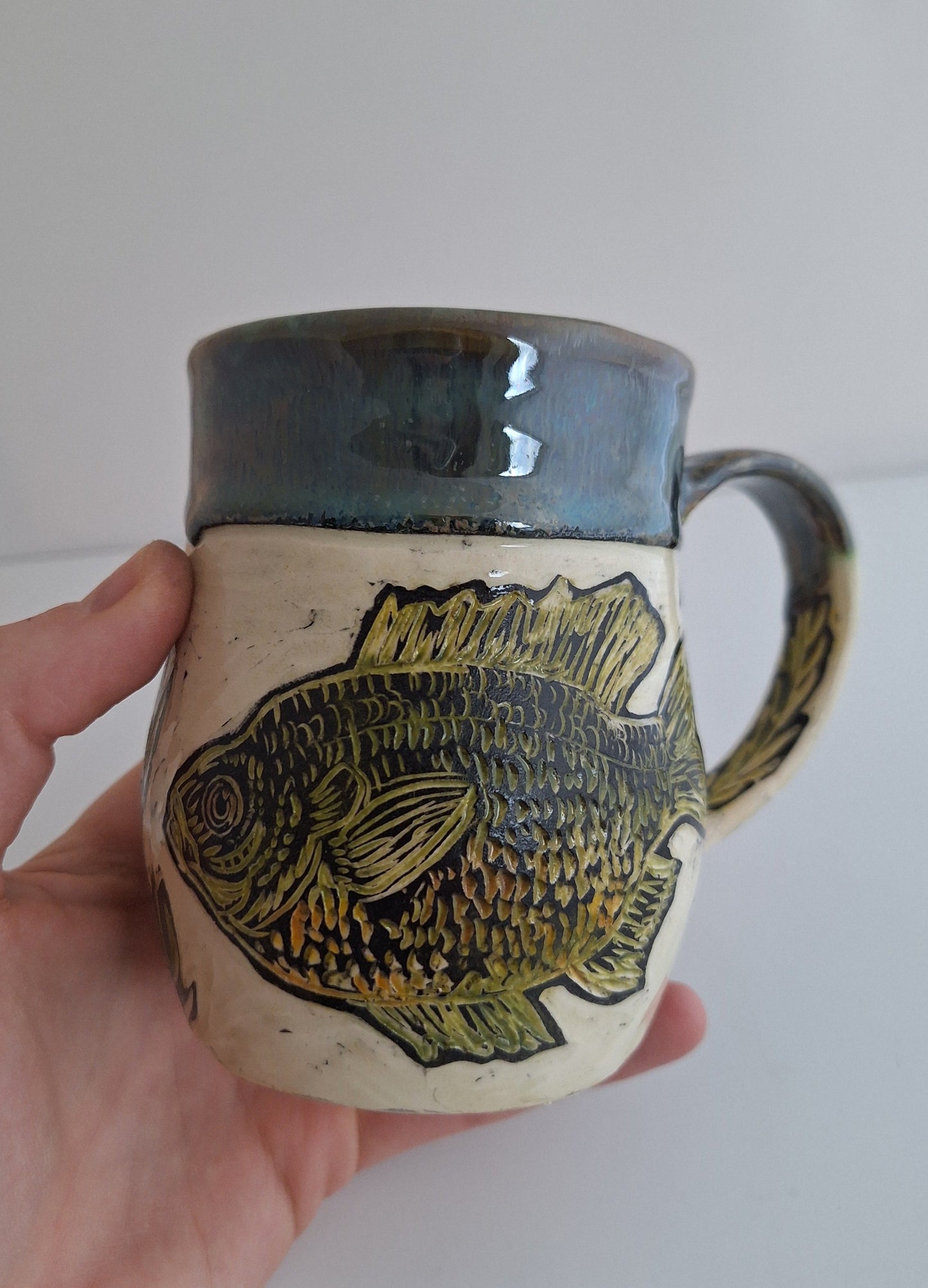 Hand-carved Fish Mug, color