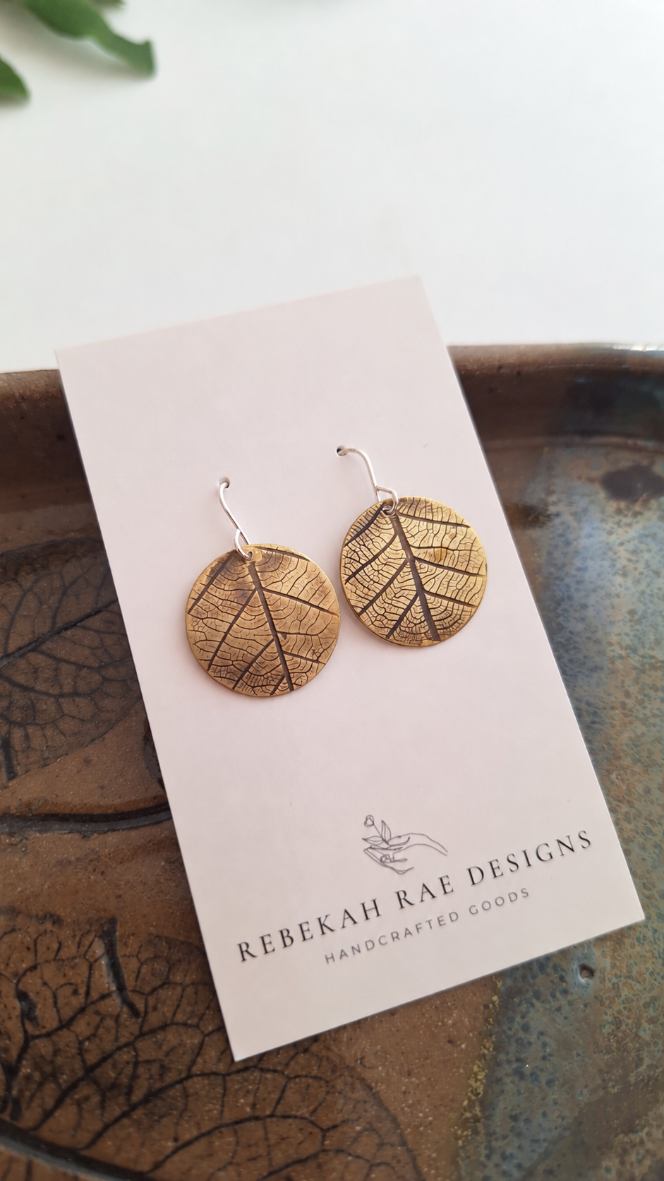Pressed Leaf Earrings - Botanical Imprint