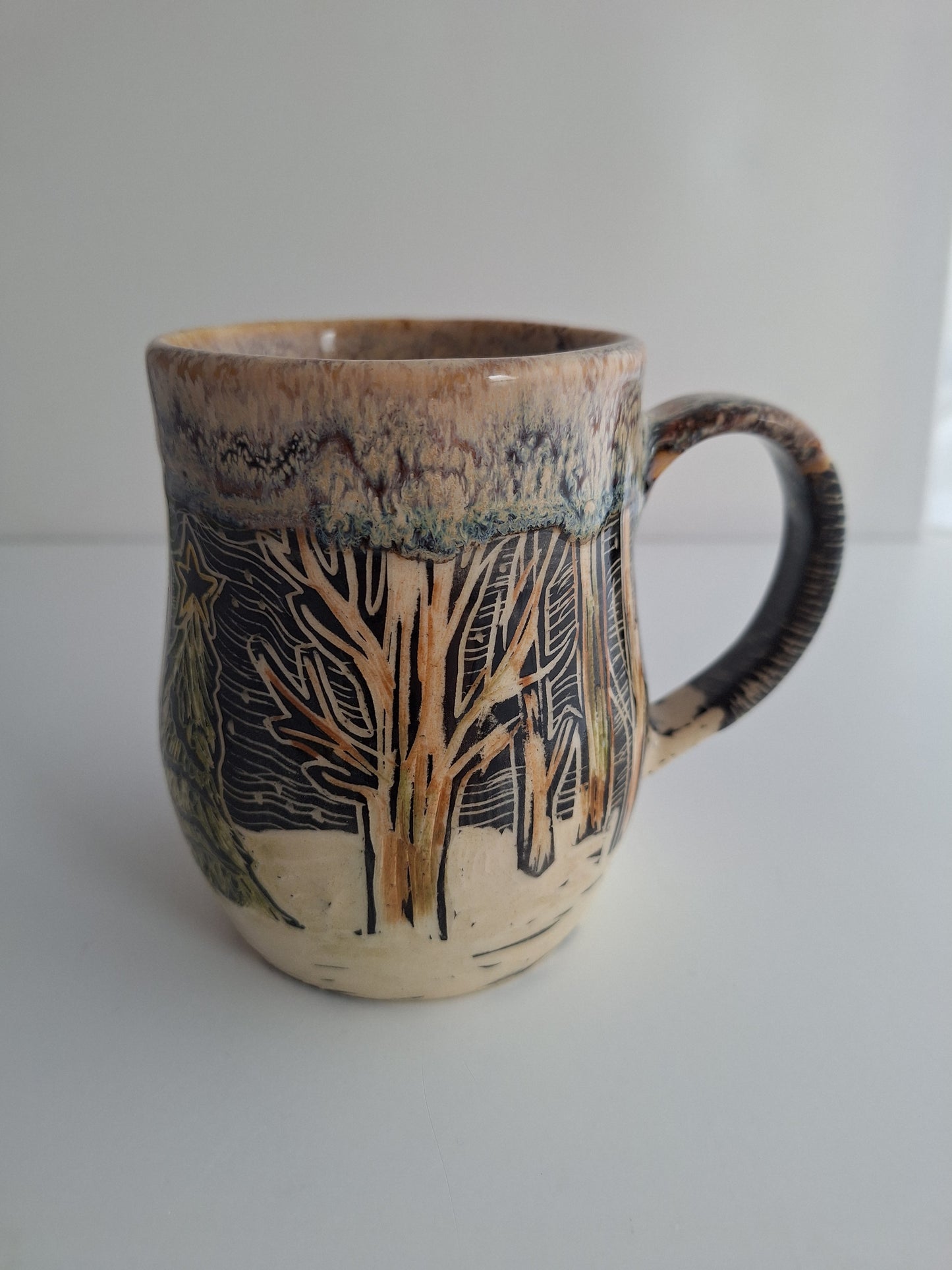Hand-carved Mushroom House Mug