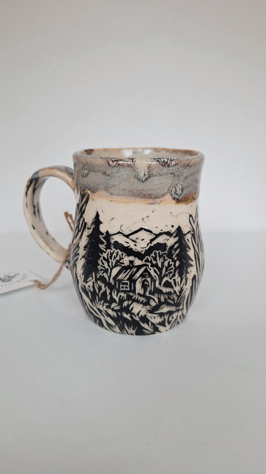 Cozy Cabin Mug - Hand carved / sgraffito