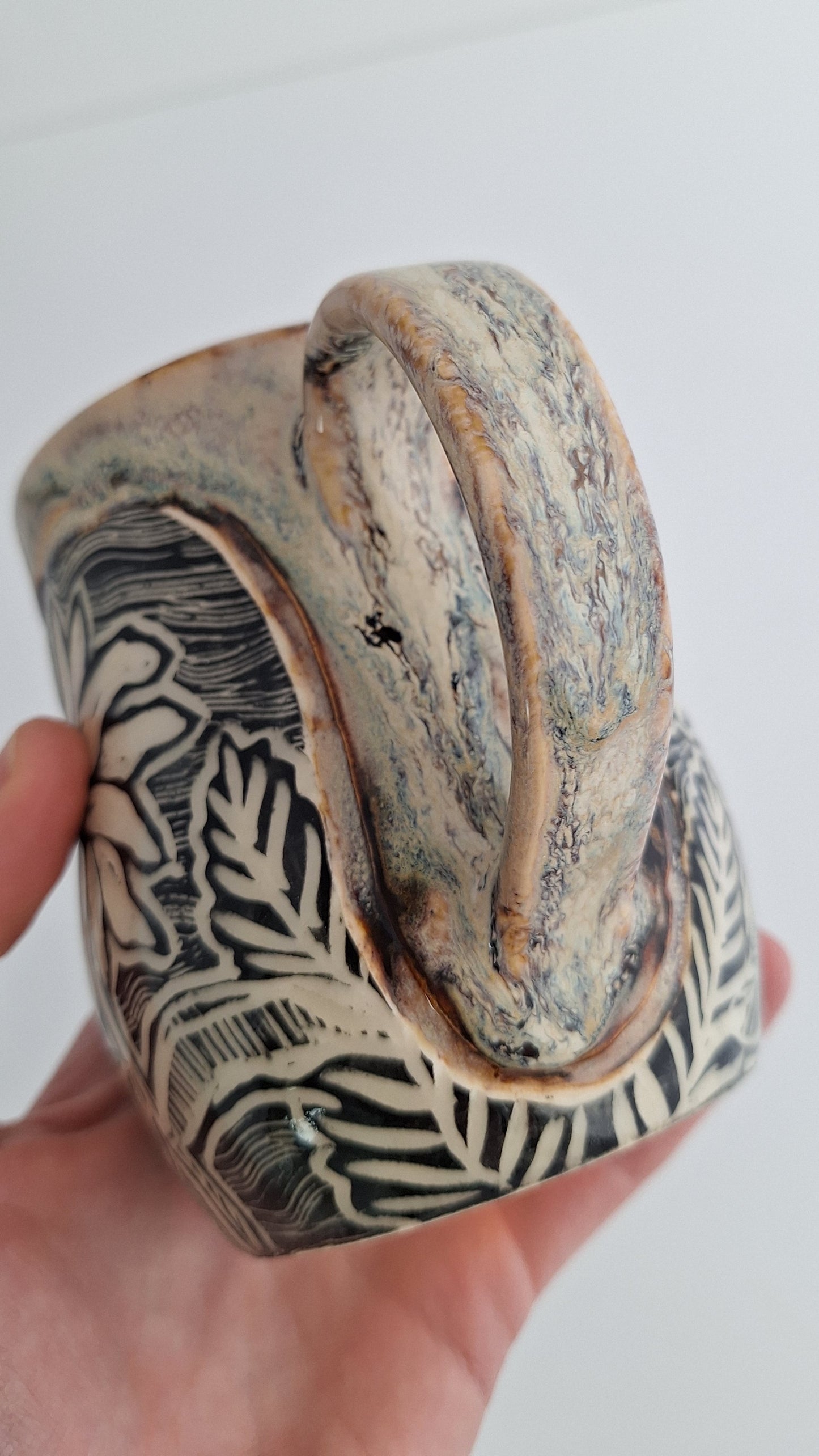 Hand-carved Wildflower Mug