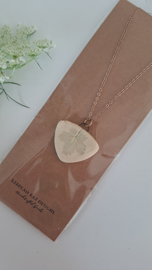 Botanical Imprint Necklace, ceramic