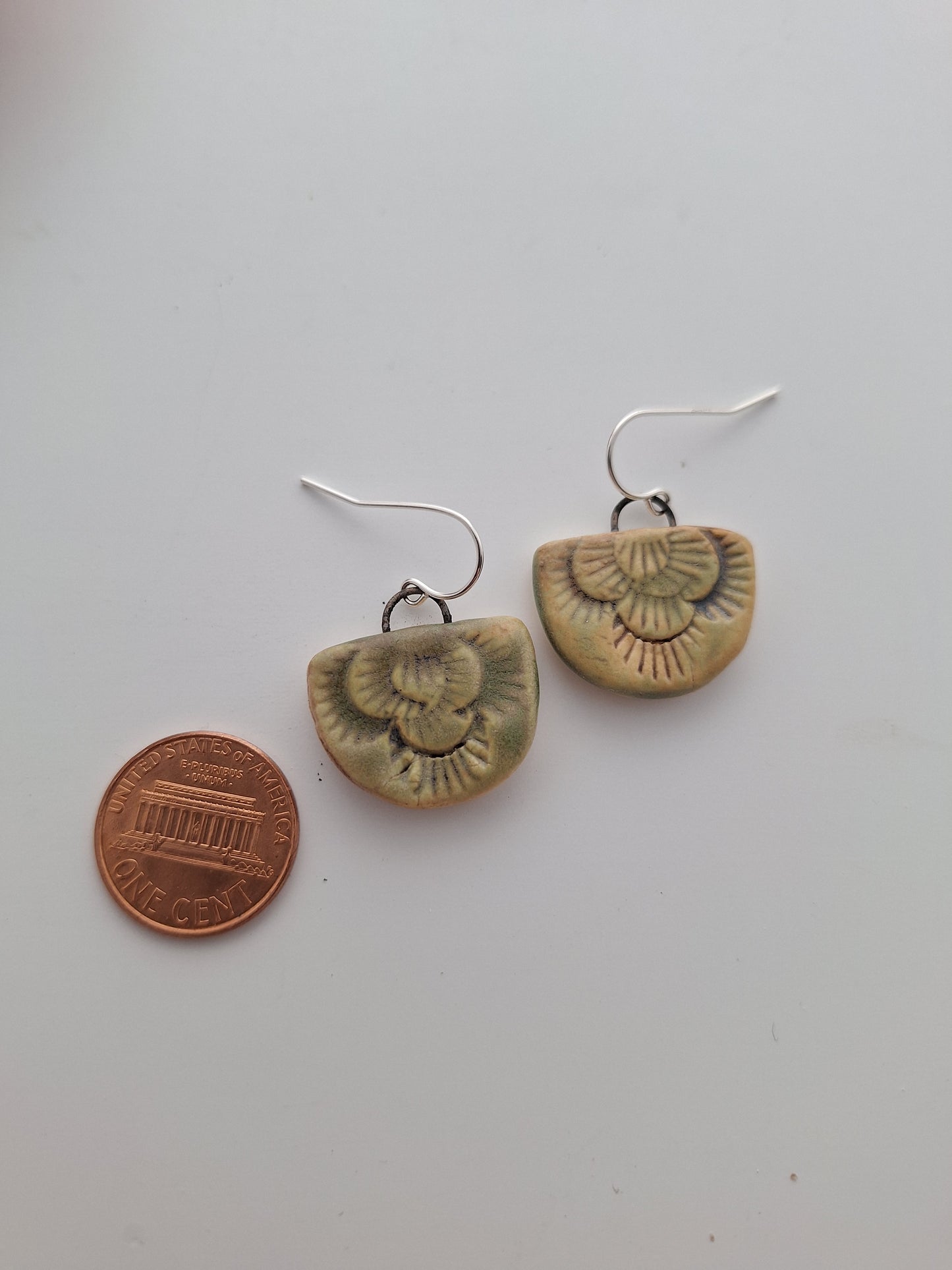 Textured Ceramic Earrings - Sterling