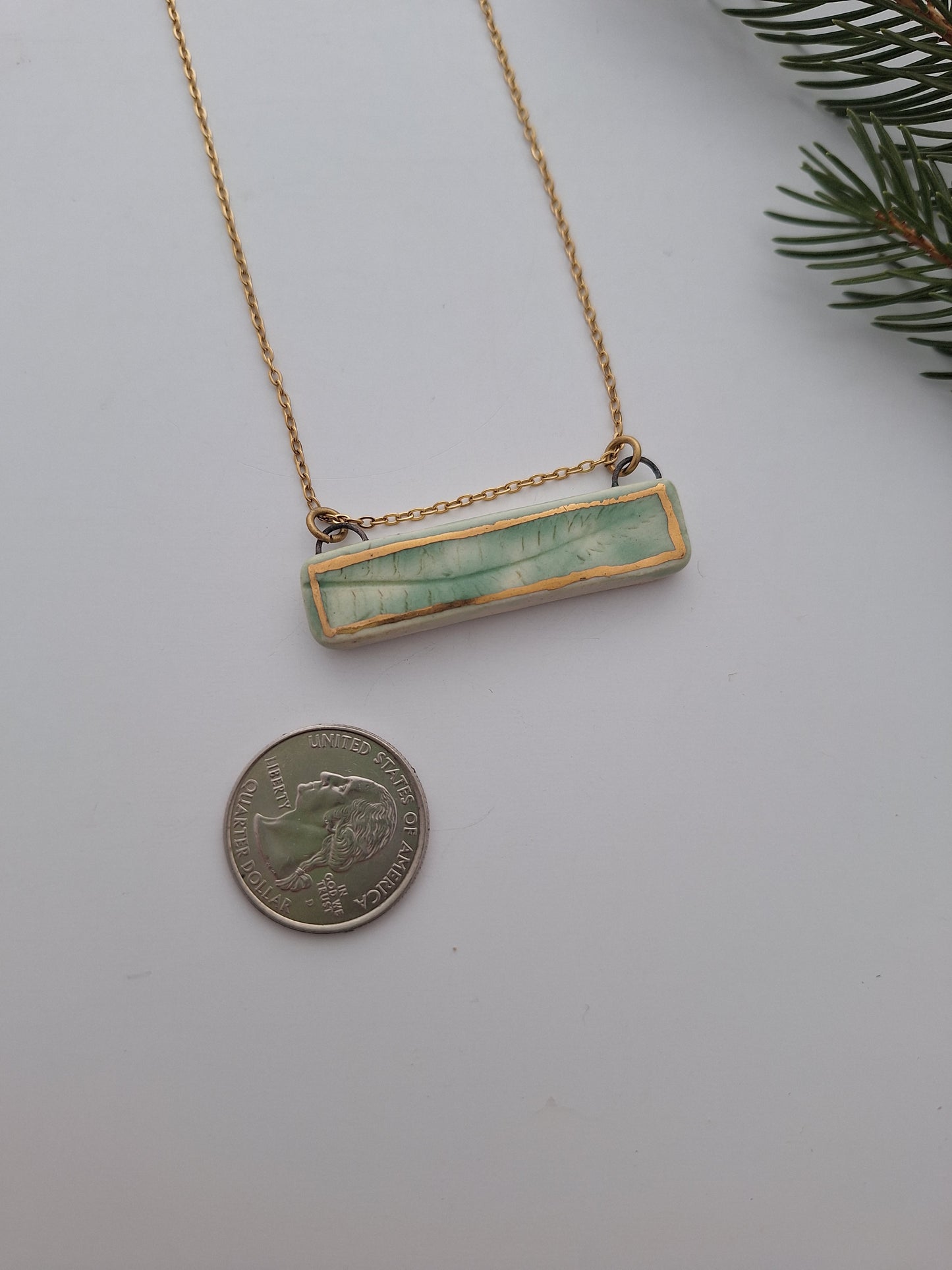 Cinnamon Fern Ceramic Necklace