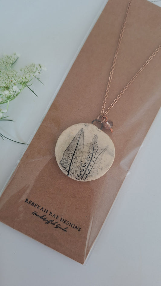 Botanical Imprint Necklace, ceramic