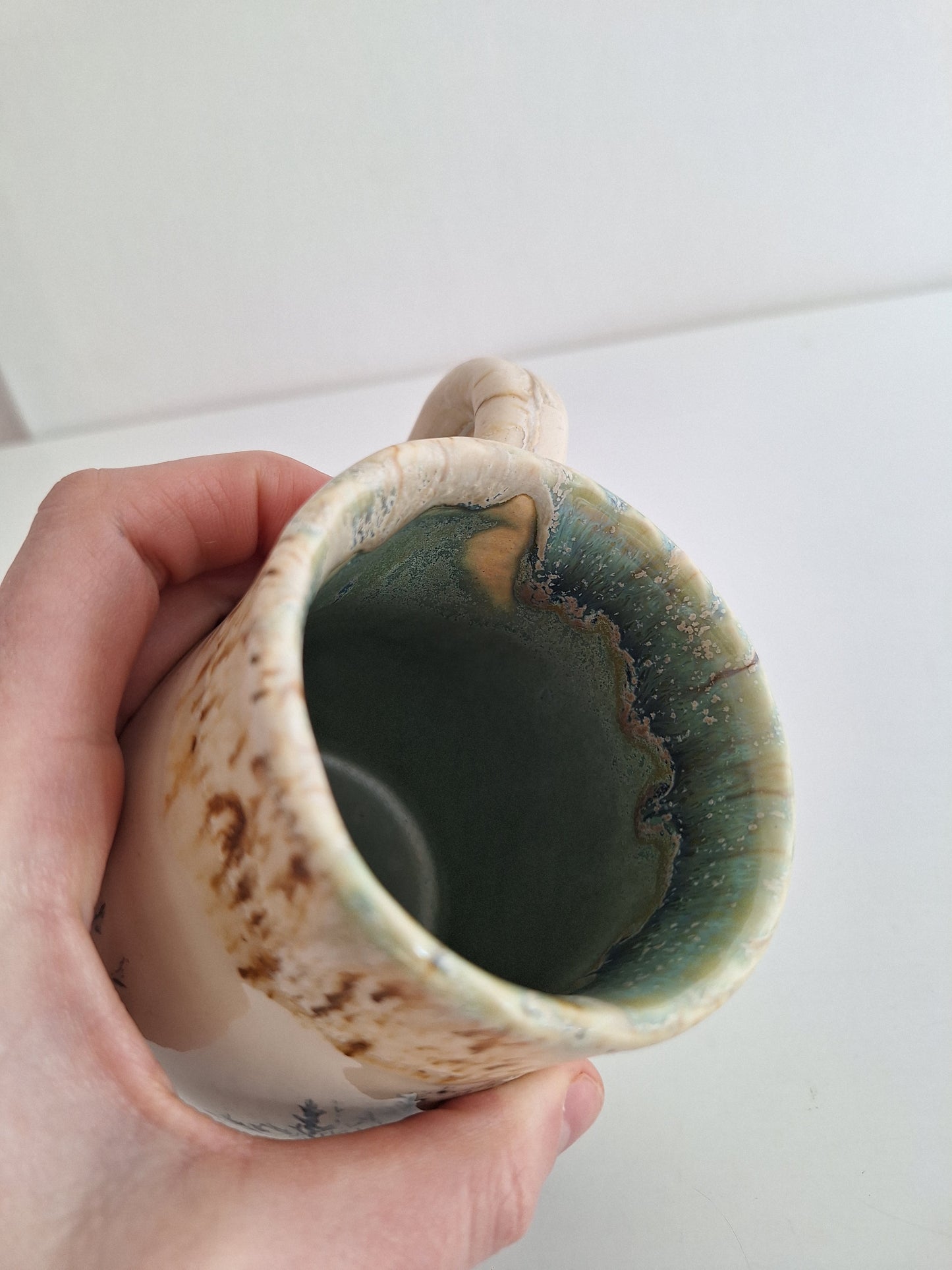 Hand Pressed Botanical Stoneware Mug – Be Still, One of a Kind Handmade Mug