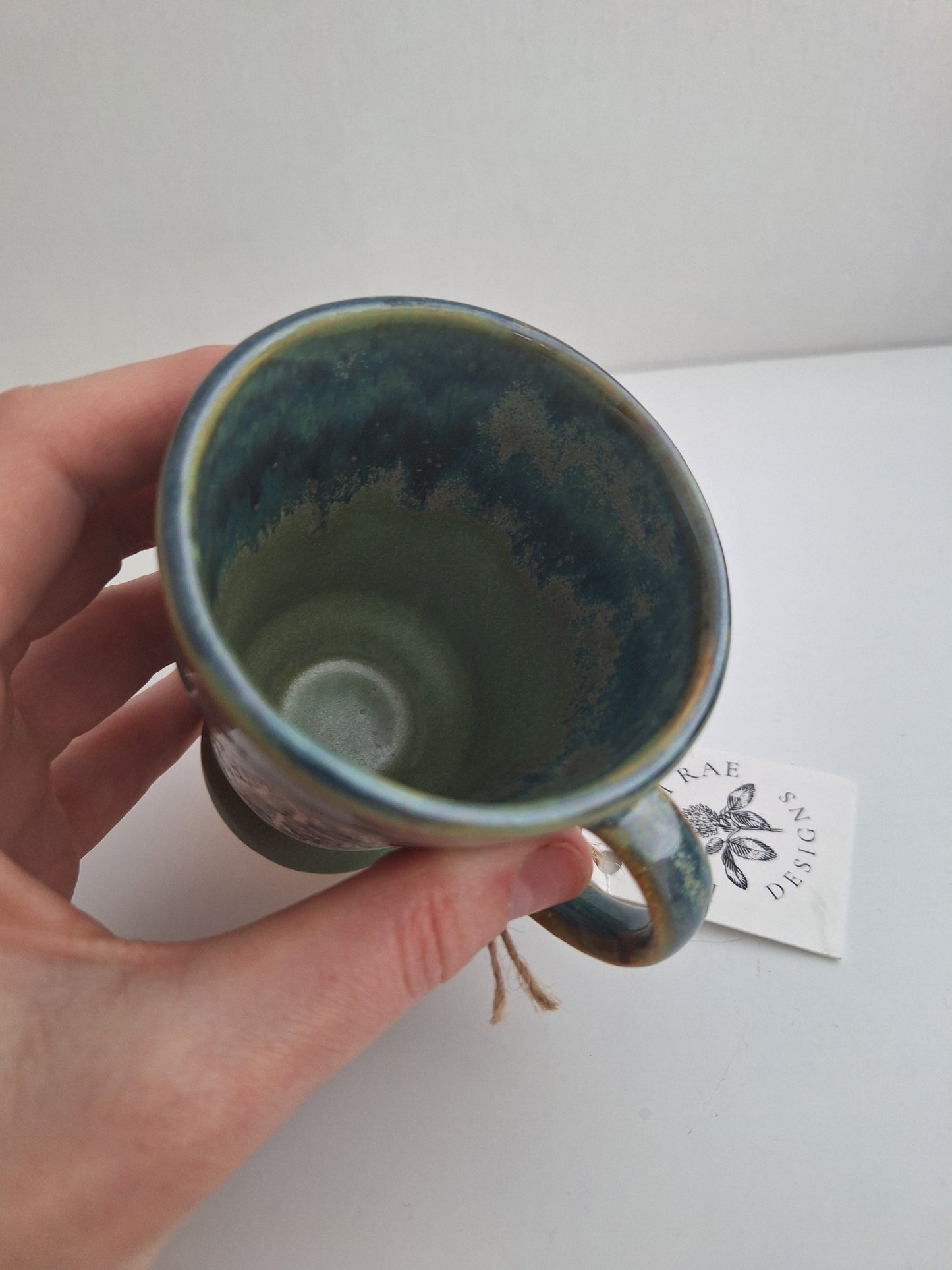 Hand-Carved Fern Stoneware Espresso Mug – Sgraffito Pottery Cup