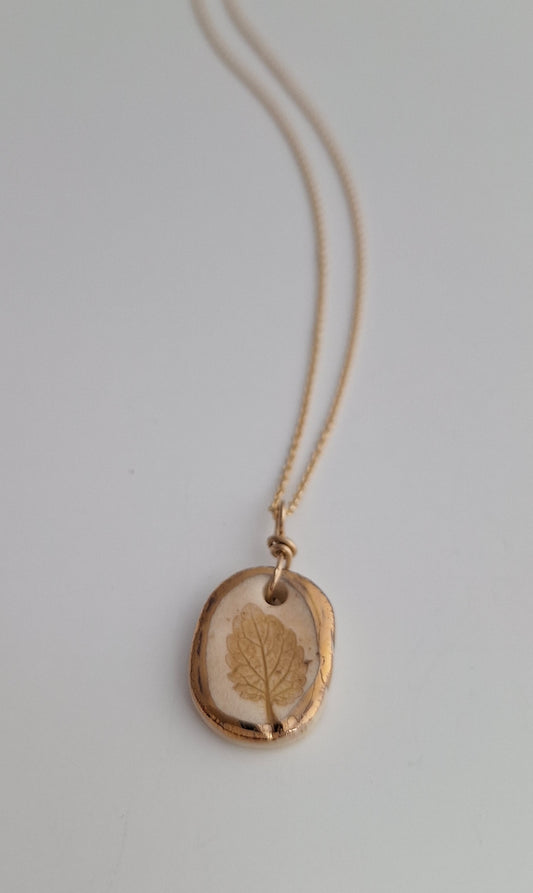 Little Coleus Necklace - Ceramic - Gold