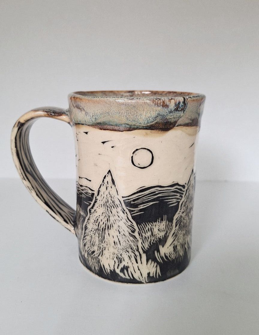 Mountain Elk Mug - Hand carved / sgraffito