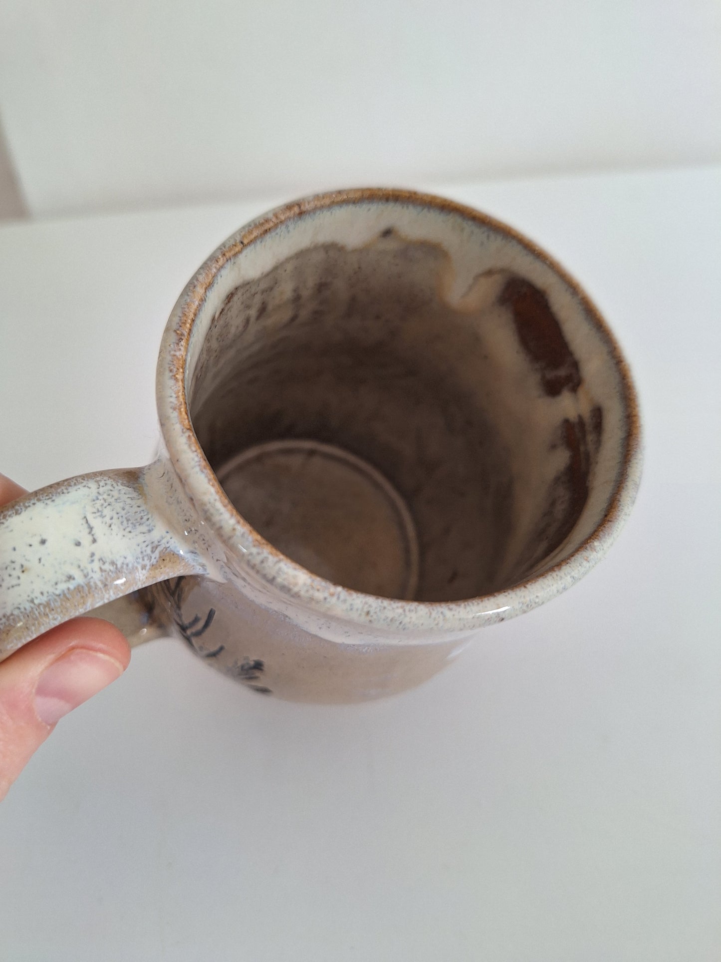 Hand Pressed Botanical Stoneware Mug – Juniper, One of a Kind Handmade Mug
