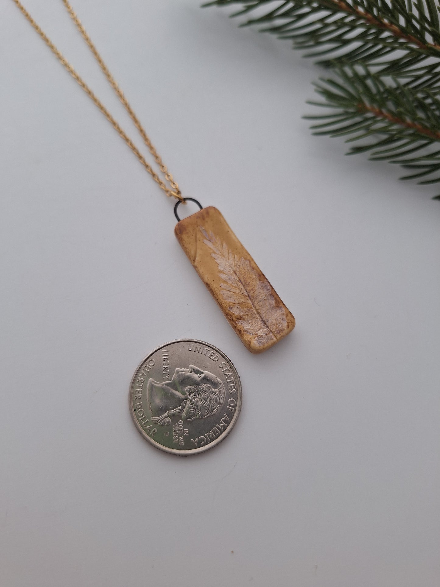 Wood Fern Ceramic Necklace