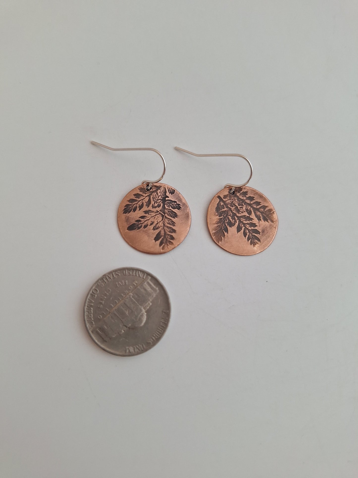 Pressed Fern Copper Earrings — Botanical Imprint (One of a Kind)