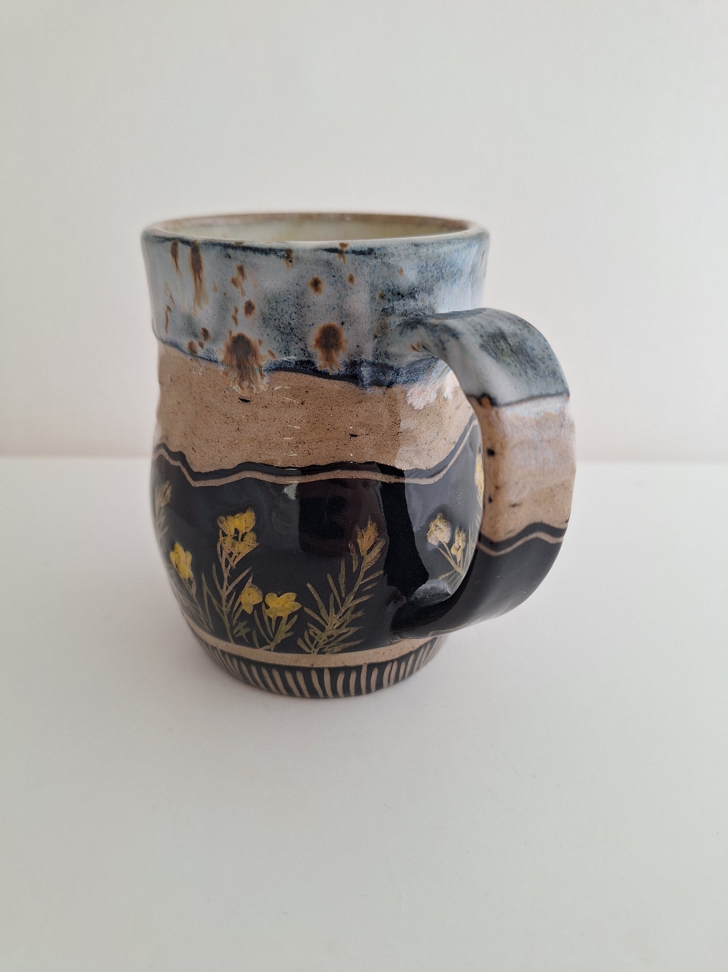 *Perfectly Imperfect* Hand-Carved Mountain Mug – One of a Kind Stoneware Mug