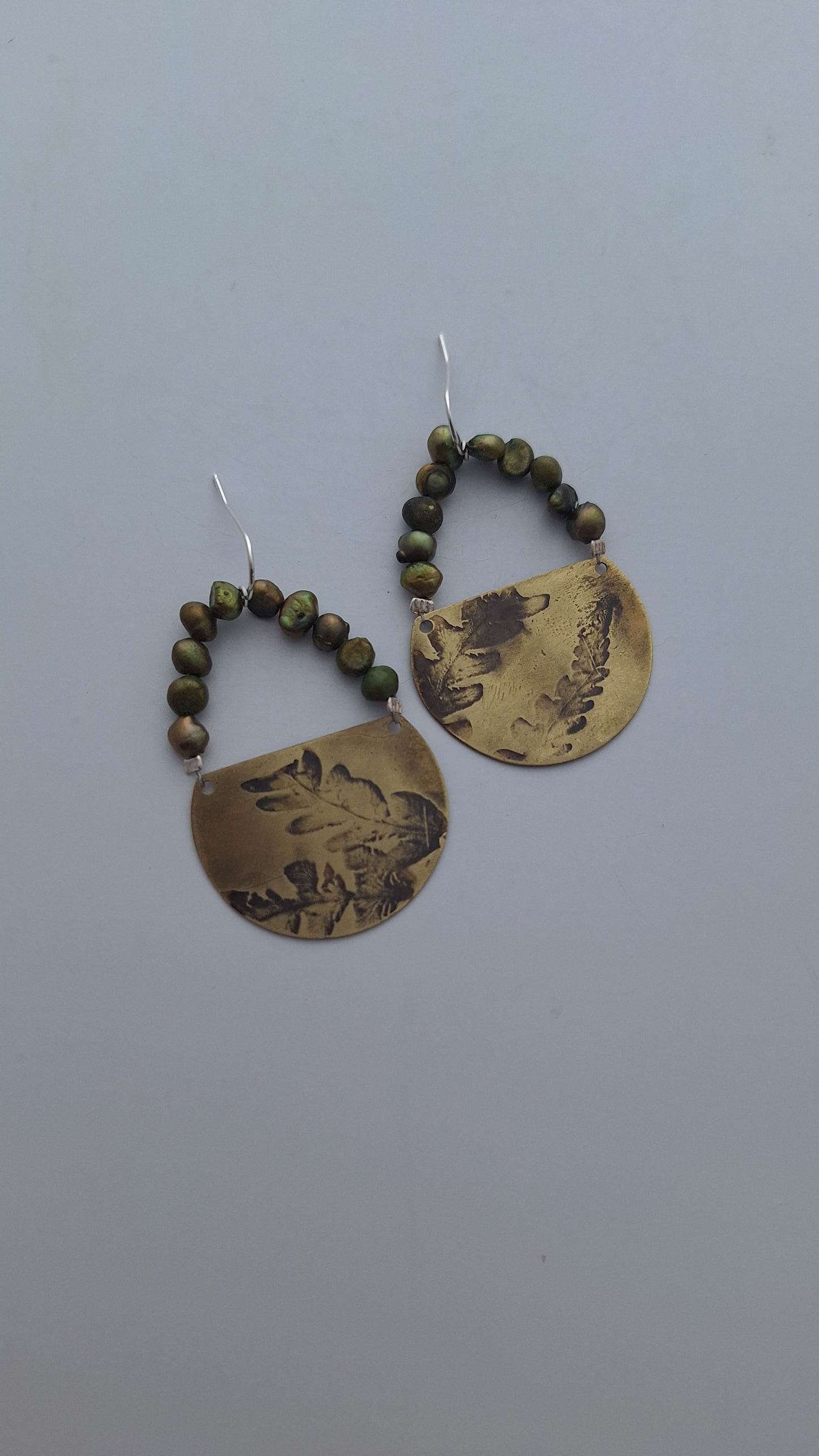 Pressed Wild Fern Brass Earrings — Botanical Imprint (One of a Kind)